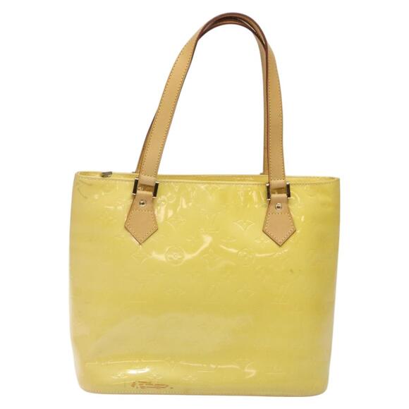 LOUIS VUITTON Monogram Vernis Houston Hand Bag Lime Yellow M91055 - Picture 2 of 13